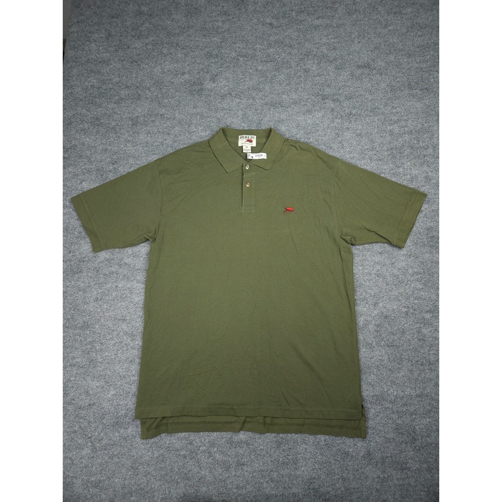 Perlis Polo Shirt Mens XL Green Embroidered Crawfish Logo Pique Preppy Golf